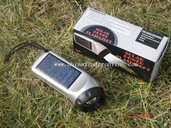 super bright white LED Solar Flashlight from China